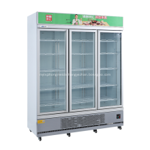 Three door beverage display chiller with light box